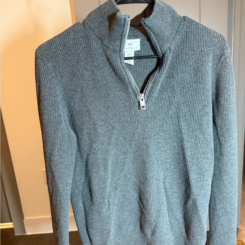 H&M Charcoal Zip-Up Sweater